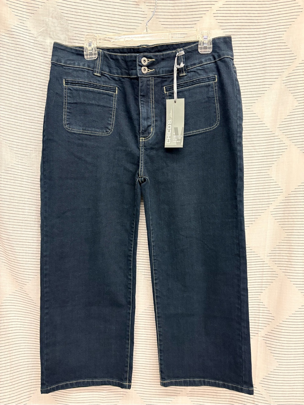 Chico's Navy Cropped Straight-Leg Jeans